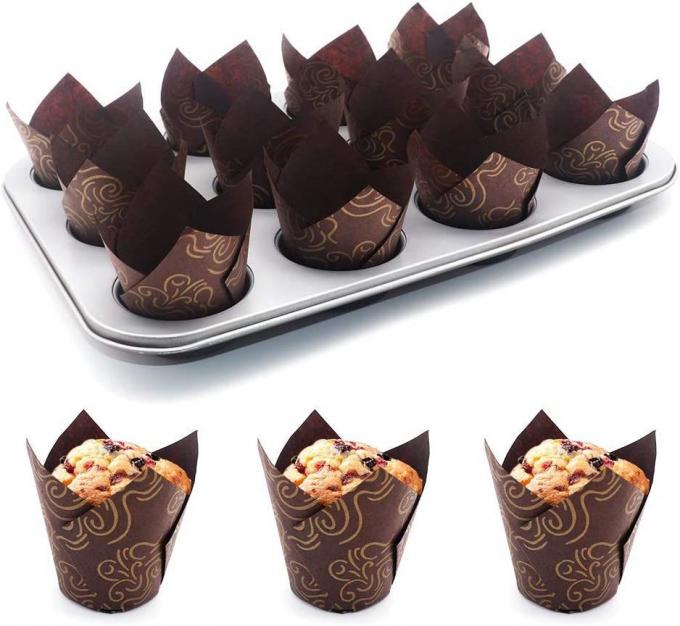 Emballages de papier de cuisson de petit gâteau de papier de revêtement de petit pain de tasses de Rk Bakeware Chine Tulip Paper Cupcake Liners Paper