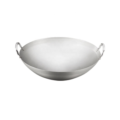 50*14cm ustensiles de cuisine commerciaux ustensiles de cuisine antiadhésifs en acier au carbone chinois grand brûleur de Wok à Double oreille pour les Restaurants