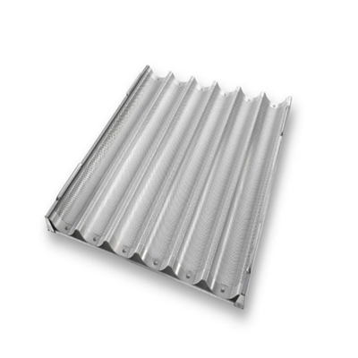 Ustensiles de cuisson RK chine service alimentaire NSF Siicone émaillé 800*600mm 8 flûtes canal aluminium baguette française plateau de cuisson