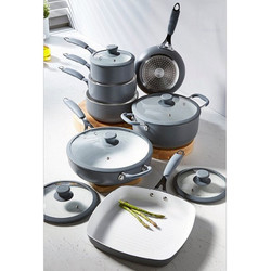 Batterie de cuisine en aluminium extensible de 7 pièces avec revêtement en céramique et poêle à frire antiadhésive